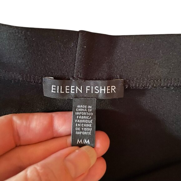 Eileen Fisher Womens Pant Sz Medium Black Tencel Knit Straight Leg Minimalist - Picture 6 of 8